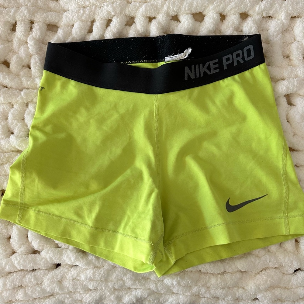 Nike Pro Yellow Lime Shorts